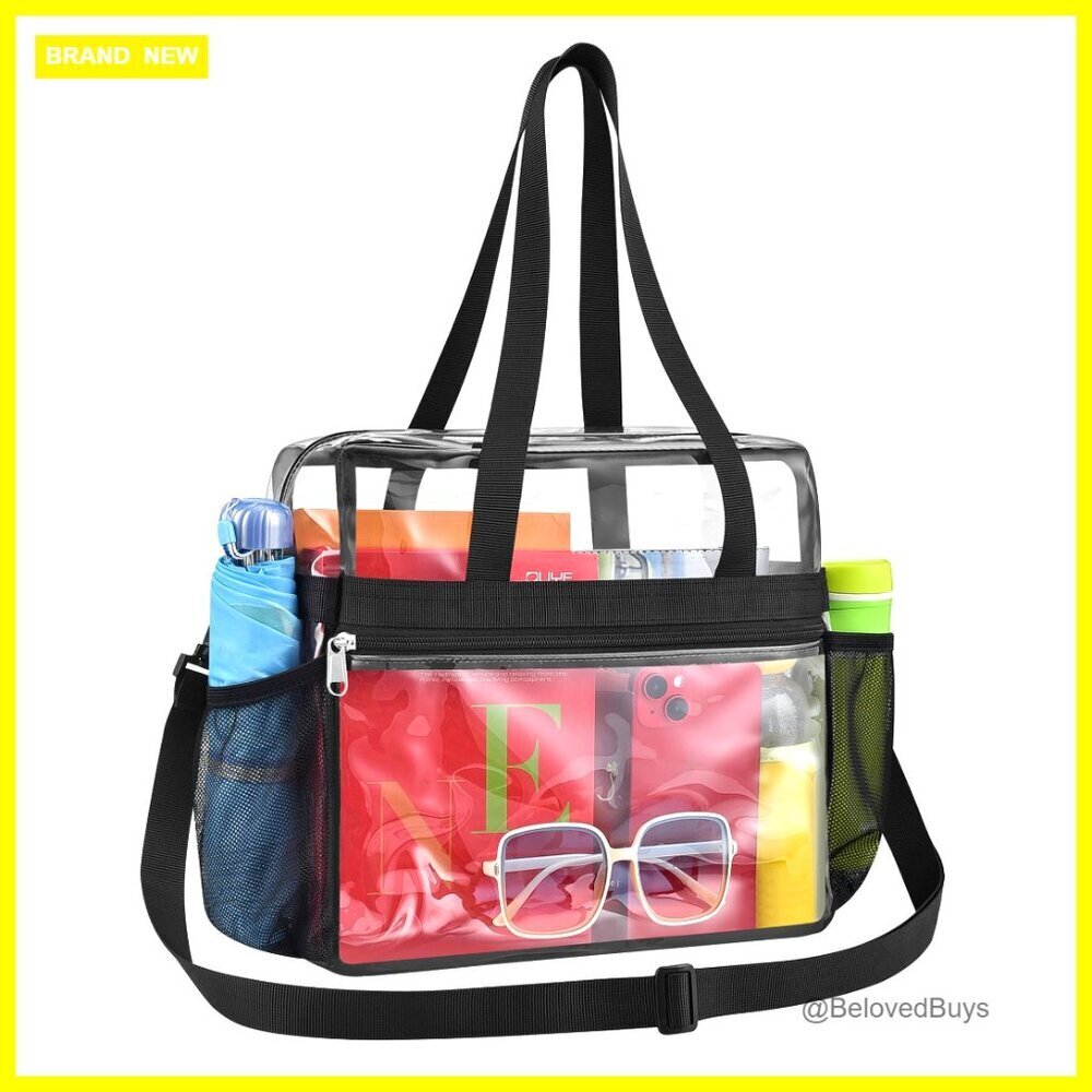 Clear Stadium Tote Bag 12x6x12 Inches PVC Adjustable Strap